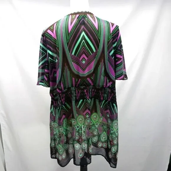Lane Bryant Sheer Chic Multicolor Kimono Midi Dress Woman 26/28 Beach Blouse.... - Picture 4 of 10